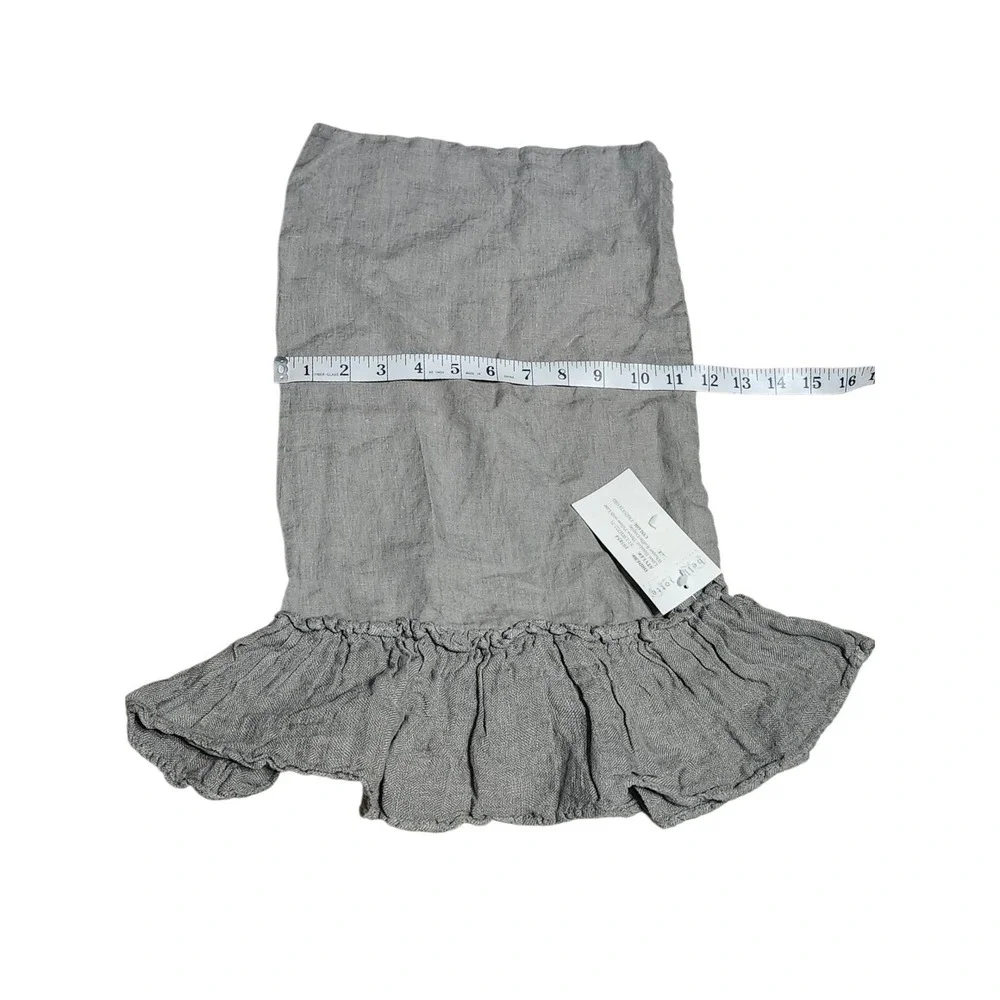 Bella Notte Gray Linen Boudoir Throw Pillow Lined Whisper Ruffle Display NEW